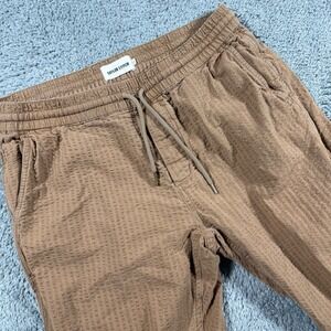 Taylor Stitch Apres Seersucker Jogger Pants Khaki Mens Small Organic Cotton Huck